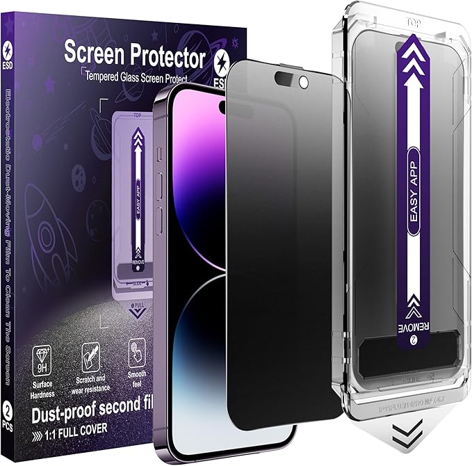 2-Pack Matte Privacy Glass Screen Protector for iPhone 14 Pro Max/15 Plus/16 PlusAnti-Glare &amp Anti-SpyAnti-ReflectionSmooth as SilkMilitary-Grade 9H HardnessEasy Installation