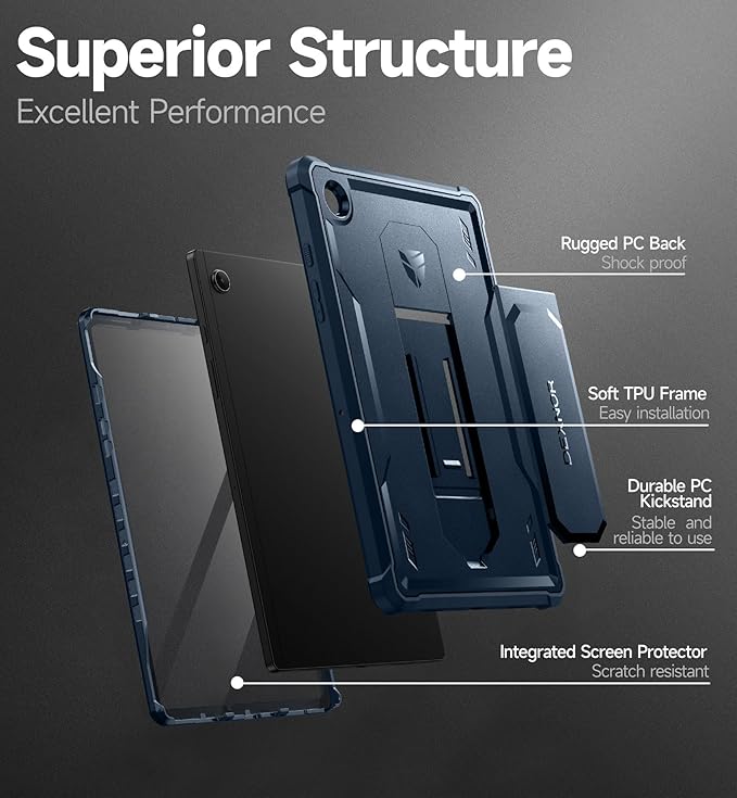 Dexnor Case for Samsung Galaxy Tab A8 10.5 Inch 2022 [Built in Screen Protector &amp Kickstand] Heavy Duty Shockproof Full Body Protective Cover for Galaxy Tab A8 Case-Blue