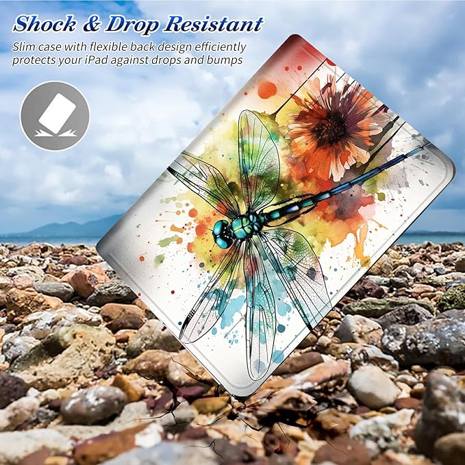 for All-New Amazon Kindle Fire HD 10 Tablet Case (13th Generation 2023 Release) Slim Adjustable Stand Back Shell Protection Smart Cover for Fire HD 10 2023 10.1 Inch Dragonflys