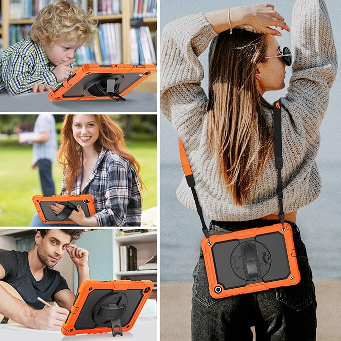 HXCASEAC Case for Samsung Galaxy Tab A11+ Plus 11 Inch Protective with Screen Protector/Hand Strap/Pen Holder Sturdy Shockproof for Samsung A11 Plus Tablet Case 5G SM-X230 SM-X236 SM-X238U - Orange