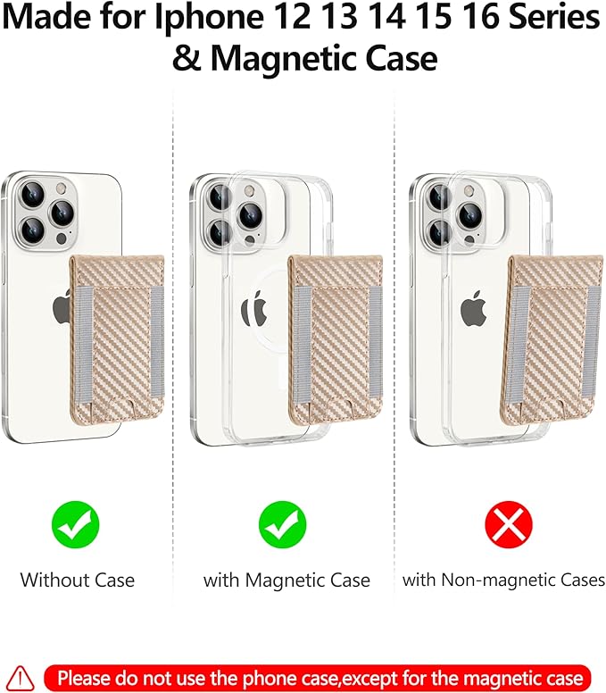 ExtreLife For Magsafe Wallet Adjustable Stand and Open ID Window Magnetic Wallet for iPhone 17/16/15/14 Pro Max/14 Pro/14/14 Plus/13/12 Series 9 Cards Champagne Gold