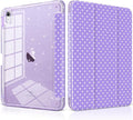 MEEgoodo Case for iPad A16 11th Generation 2025/10th Generation 2022 Glitter Tablet Cases with Transparent Acrylic Back+Trifold Stand +Pencil Holder+Auto Wake/SleepPurple &amp Polka Dots