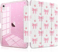 MEEgoodo Case for iPad A16 11th Generation 2025/10th Generation 2022 Glitter Tablet Cases with Transparent Acrylic Back+Trifold Stand +Pencil Holder+Auto Wake/SleepCherry &amp Pink Bows