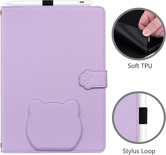 Flip Case for Samsung Galaxy Tab S10 Ultra/S9 Ultra/S8 Ultra 14.6 Cute Cat Design Slim Fit Multi Angle Stand Shockproof Cards Holder Protective Shell Cover for Samsung 14.6 Tablet Purple