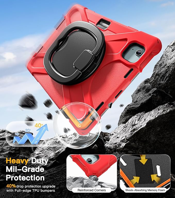 BRAECN for iPad Air 11 Inch Case M4 2026/M3 2025/M2 2024 iPad Air 10.9 5th/4th Gen iPad Pro 11 Inch 4th/3rd/2nd/1st Gen Kids Cover with Screen Protector Pencil Holder Kickstand Shoulder Strap