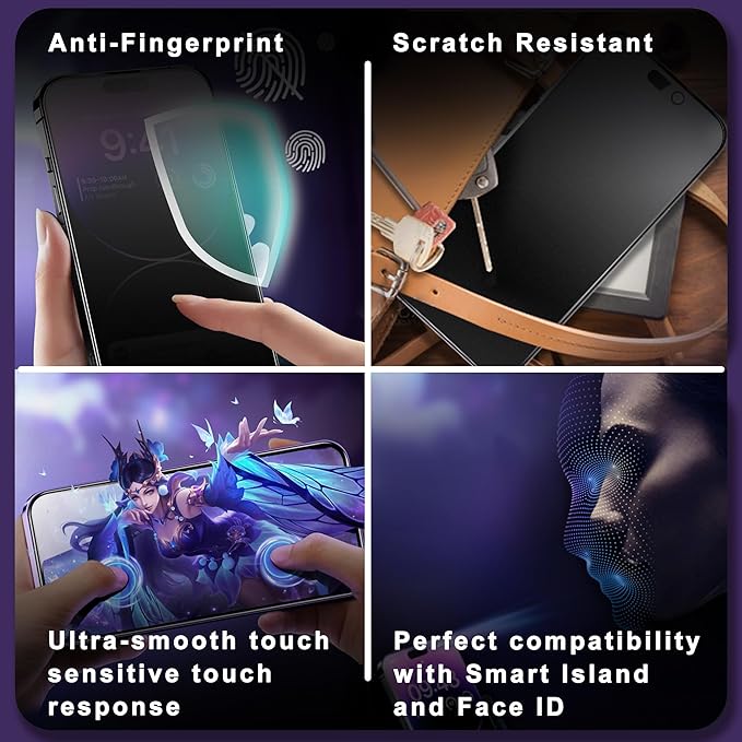 2 Pack Matte Privacy Screen Protector for iPhone 17 Pro Max 6.9 9H+ Hardness Anti-Spy Anti-Glare Tempered Glass Smooth Responsive Touch &amp Scratch Resistant Bubble-Free Easy Installation