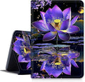 DIGTIALLL Case for Amazon Kindle Fire HD 8 Tablet (8th / 7th / 6th Generation - 2018 2017 and 2016 Release) PU Leather Smart Protective Cover with Auto Sleep/WakePurple Lotus Flower