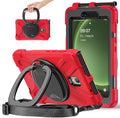 Rugged Case for Samsung Galaxy Tab Active5 5G (SM-X306B/X300) w/ 360° Rotating Hanging Ring Handle Grip Kickstand Heavy Duty Shock-Proof Armor Cover w/Shoulder Strap Stylus Holder (Red)
