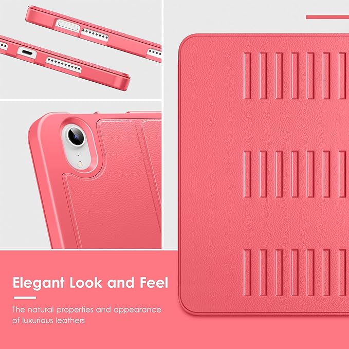 VIKESI Case for iPad iPad mini 7 (A17 Pro) and iPad mini 6Multiple Angles Magnetic Stand CoverShockproof Soft BackPencil Holderand Auto Sleep/WakeRed