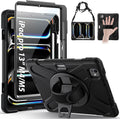 Gerutek Case for iPad Pro 13 inch Case M5 2025 / M4 2024 Full Body Drop Protective with Screen Protector Rotating Stand Hand/Shoulder Strap Pencil Holder Cover for iPad Pro 13 8th/7th Gen Black