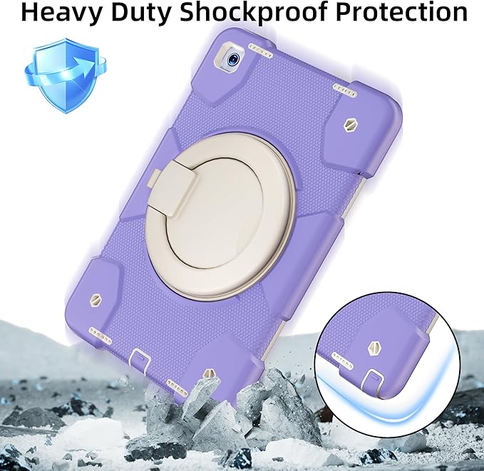 Case for Samsung Galaxy Tab A9+/A9 Plus Case 11 Inch with Screen Protector/360° Rotating Stand/Pen Holder/Shoulder Strap Shockproof Cover for Tablet A9+ 5g (Purple)