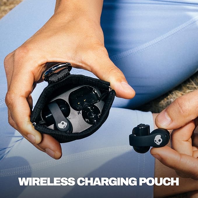 Skullcandy Push 720 Open Wireless Open Ear Bluetooth Earbuds Headphones Waterproof Clip-On Lightweight Design 30 Hours Battery Wireless Charging Pouch Microphone for iPhone Android - True Black