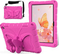 For Kindle Fire HD8 (2020/2022) kids girl Tablet Case Butterfly Wings Kickstand EVA Material Light Weight Shockproof Rugged Heavy Duty Kids Case for Kindle Fire HD8 Plus (2020/2022) (Rose red)