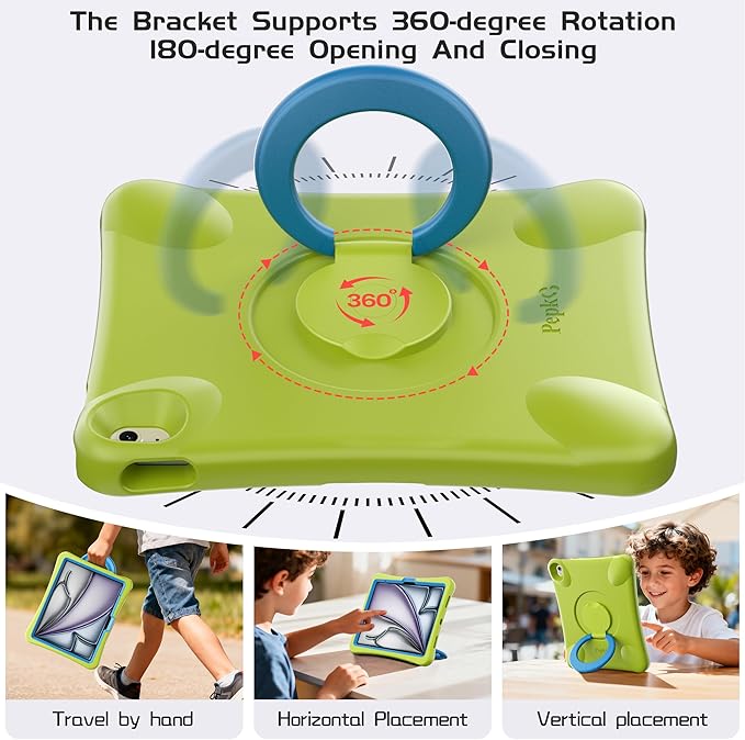 Pepkoo for iPad Air 13 inch Case for Kids with 360° Rotatable StandShockproof EVA Handle Cover for iPad Air 13 M3 2025 and M2 2024 Models