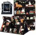 for Universal 10 10.1 Inch Android Tablet Case 360 Degree Rotating Leather Stand Folio Cover for iPad 9.7/10.2/10.5/Galaxy Tab 9-10.5/Fire HD10 &amp More 9.0-10.5 Inch TabletBookshelf Cute Cat