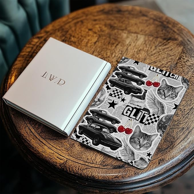 Stylish Case for iPad 9th/8th/7th Generation 10.2 2021/2020/2019Cool Car Collage Textured Folio Case with Pencil Holder Multi-Angle View Adjustable Stand Auto Wake/Sleep Cover for Women