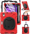 BRAECN Rugged Kids Case for iPad mini 7 (2024) &amp iPad mini 6 Heavy Duty Protective Case for 8.3” with Screen Protector Pencil Holder Handle Grip Kickstand &amp Shoulder Strap Kid-Proof Desig
