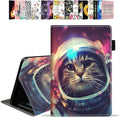 Case for All-New Amazon Kindle Fire HD 10 &amp 10 Plus Tablet 10.1 (13th/11th Generation 2023/2021 Release) - PU Leather Folio Case with Smart Auto Wake/Sleep Cat Astronaut