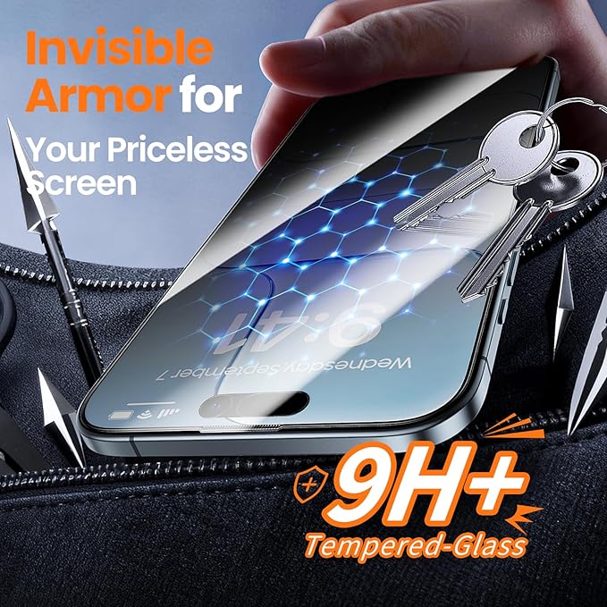 2 Pack Privacy Screen Protector for iPhone Air 6.6 28° Anti-Spy Tempered Glass with Auto Dust Removal Easy Installation Kit Bubble-Free Case Friendly