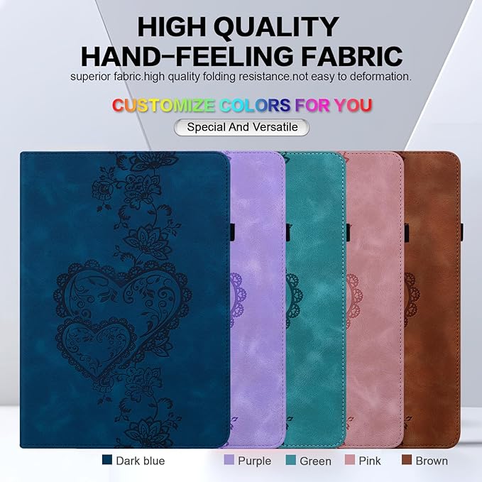 Case for Lenovo Tab Plus 11.5 Inch 2024 Embossed Premium PU Leather Case with Stand/Pencil Holder/Card Slots/Elastic Band for 11.5 Lenovo Tab Plus 2024 Release-Dark Blue