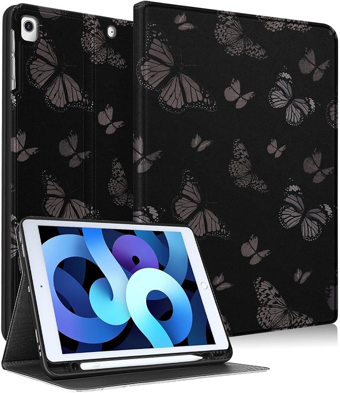 1-for iPad ipad 9/8/7th-Black Butterfly