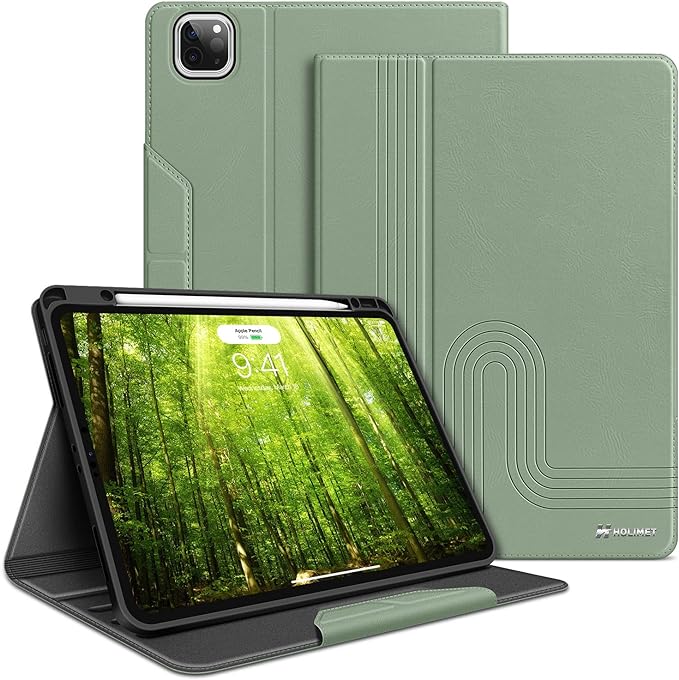 H HOLIMET Case for iPad Pro 12.9 2022 6th/5th/4th/3rd Generation 2021 2020 2018 with Pencil Holder Shockproof Folio Cover for iPad Pro 12.9 inch Auto Sleep/Wake Vegan Leather