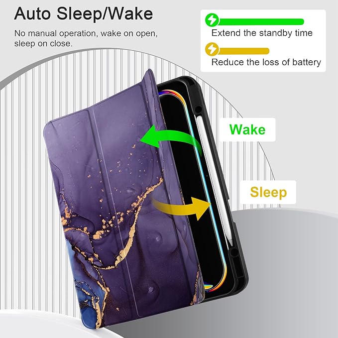 DONGKE Case for iPad Pro 13 inch (M5 2025 / M4 2024) – [Built-in Pencil Holder] Ultra Slim PU Leather Trifold Stand Cover with Soft TPU Back Auto Wake/Sleep - Abstract Marble