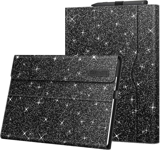 Fintie Case for 13 Inch Microsoft Surface Pro 11/10/9 - Multiple Angle Viewing Portfolio Business Cover with Pocket &amp Stylus Holder Compatible with Type Cover Keyboard (Glitter Black)