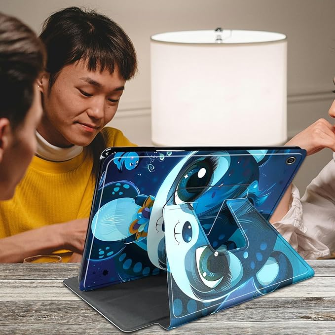 Case for Kindle Fire 7 Tablet (12th Generation 2022 Release) Cute Big Eyes Squirrel Theme 360 Degree Rotating Stand Protective Cover with Auto Sleep/Wake for Fire 7 2022 Tablet