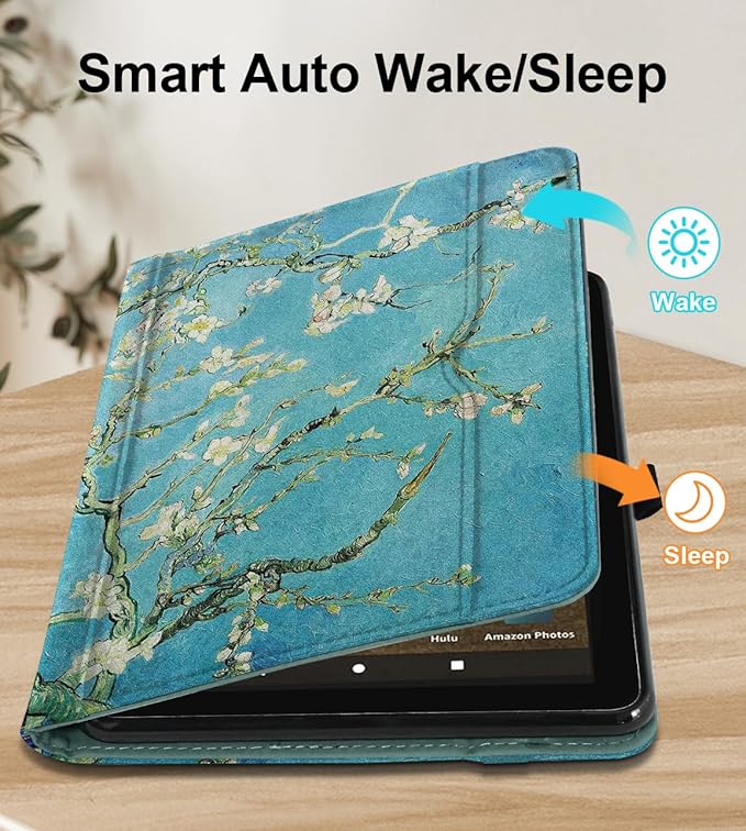 Grifobes Case 8/8 Plus [Only for 2024/2022/2020 Released 14th/12th/10th Generation] Premium PU Leather Folio Stand Smart Auto Wake/Sleep Cover with Built-in Stylus Holder/Pocket Flower Teal