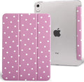 case for ipad 11th Generation11 Inch 2025 (A16 Chip) &amp 10th Gen 10.9 Inch 2022 - Slim Scratch-Resistant Hard PC Translucent Back Shell Smart Cover Wake/Sleep FunctionPink with White Polka dot