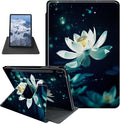 White Lotus Flower Pattern Case for Samsung Galaxy Tab S8 Plus 2022/S7 FE 2021/S7 Plus 2020 12.4 InchBFDHGQZC 360 Degree Rotating Stand Protective Cover with Auto Sleep/Wake