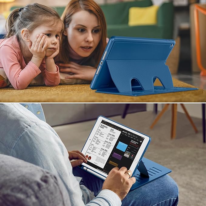 VIKESI Case for iPad 9th / 8th / 7th Generation 10.2 inch (2021/2020/2019 Released)Multiple Angles Magnetic Stand CoverShockproof BackPencil Holderand Auto Sleep/WakeNavy Blue