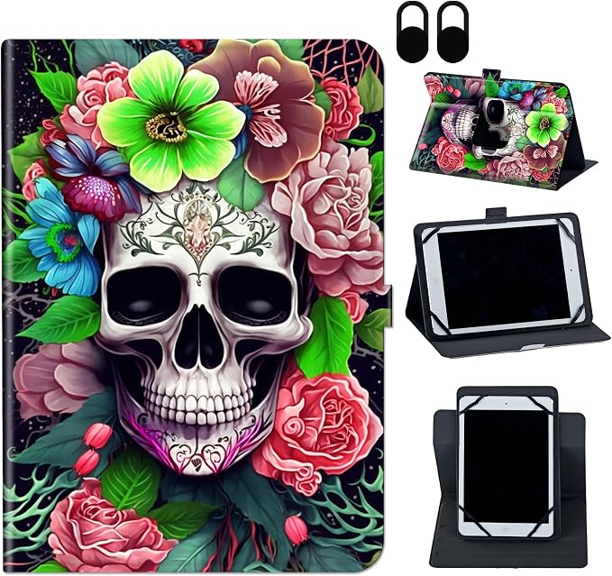Skull Pink Rose Flower