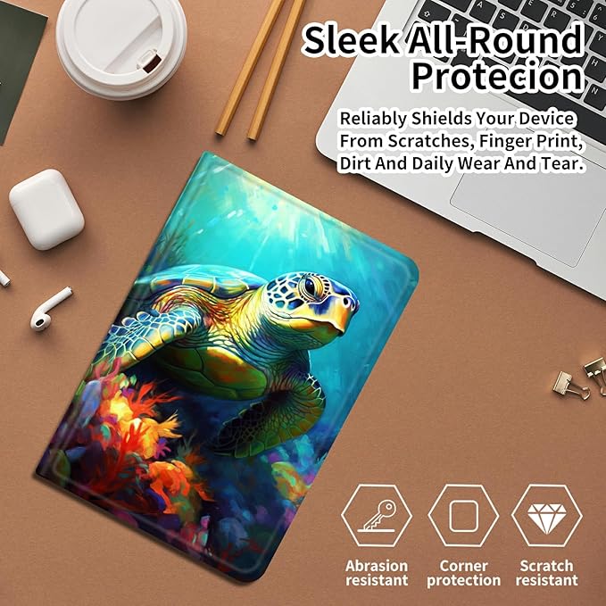 Case for iPad 10.5/iPad Air 3rd Generation 2019 / iPad Pro 2017 PU Leather Smart Protective Cover with Auto Sleep/Wake for iPad Air 3rd 10.5Colorful Turtle