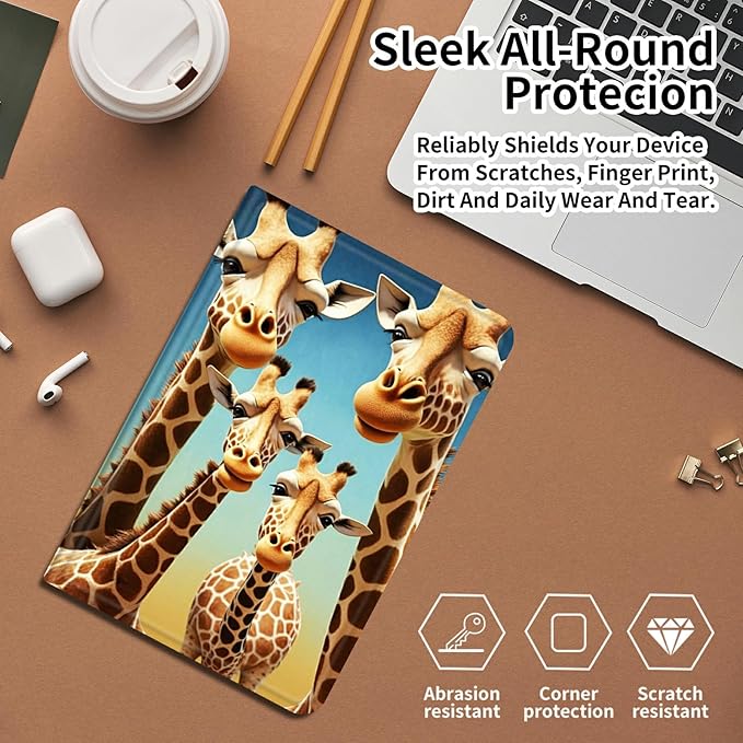 DIGTIALLL Case for iPad Air 5th/4th Generation (2022/2020 Release) 10.9/iPad Pro 11 2022/2021/2020 Release PU Leather Smart Premium Stand Protective Cover with Auto Sleep/WakeGiraffe