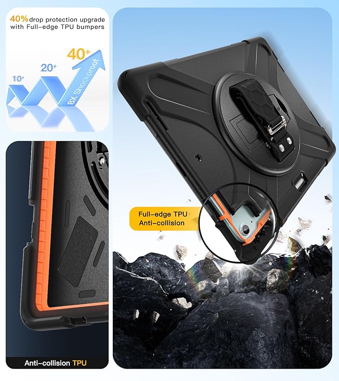 BRAECN Case for iPad Air 13 Inch 2026(M4)/2025(M3)/2024(M2) &amp iPad Pro 12.9''(2022/2021/2020/2018) Full-Body Protection Screen Protector Pencil Holder 360° Rotating Handle Kicktand Kids Friendly