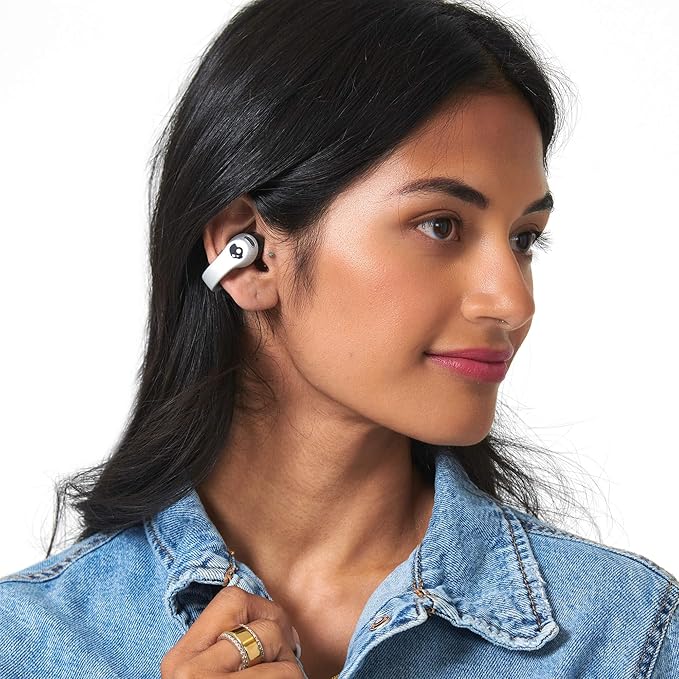 Skullcandy Push 720 Open Wireless Open Ear Bluetooth Earbuds Headphones Waterproof Clip-On Lightweight Design 30 Hours Battery Wireless Charging Pouch Microphone for iPhone Android - Chrome
