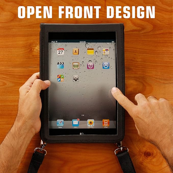 USA GEAR 10 inch Rugged Travel Tablet Sleeve with Open Front Adjustable Shoulder Carrying Strap and Protective Rigid Exterior - Compatible with 10 inch Tablets - Perfect for Hands Free Carrying