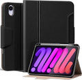 for iPad mini 7 (A17 Pro) 2024 iPad mini 6th Generation 2021 with Pencil HolderSmart Leather Cover with Buckle Protective Auto Wake/Sleep Adjustable Stand Multiple View Angles Black