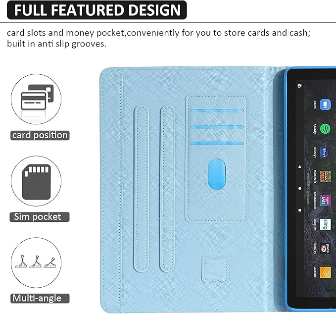 Dteck Case for All-New Fire HD 10 &amp HD 10 Plus Tablet (2021 Release 11th Generation) - Multi-Angle Folio Stand Premium Embossed Leather Protective Smart Cover with Auto Wake Sleep Green Marble