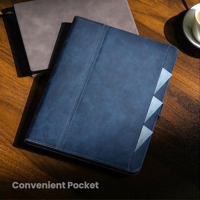 Handmade Case for iPad A16 11th Gen 11 Inch 2025 / iPad 10th Generation 10.9'' with Pencil Holder PocketMulti Angles StandMagnetic ClosureVegan Leather CoverAuto Sleep/WakeDark Blue