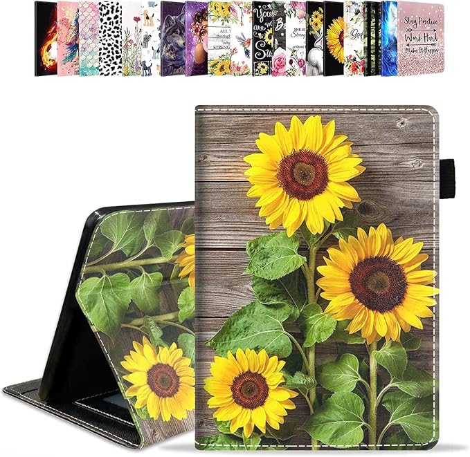 Case for Amazon Kindle Fire HD 10 &amp 10 Plus Tablet 10.1 (13th/11th Generation 2023/2021 Release) - PU Leather Folio Case with Smart Auto Wake/Sleep Sunflower