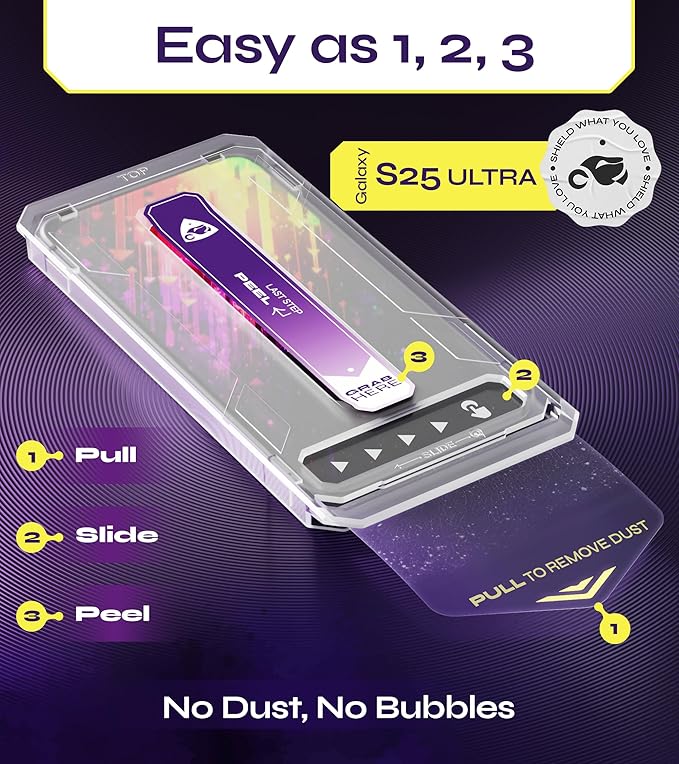 Defenslim for Samsung GALAXY S25 ULTRA Screen Protector (2Pack) Easy Auto-Dust &amp Align Install Kit 6.9 Tempered Glass 9H Hardness Ultra HD Clear Case Friendly WonderShield