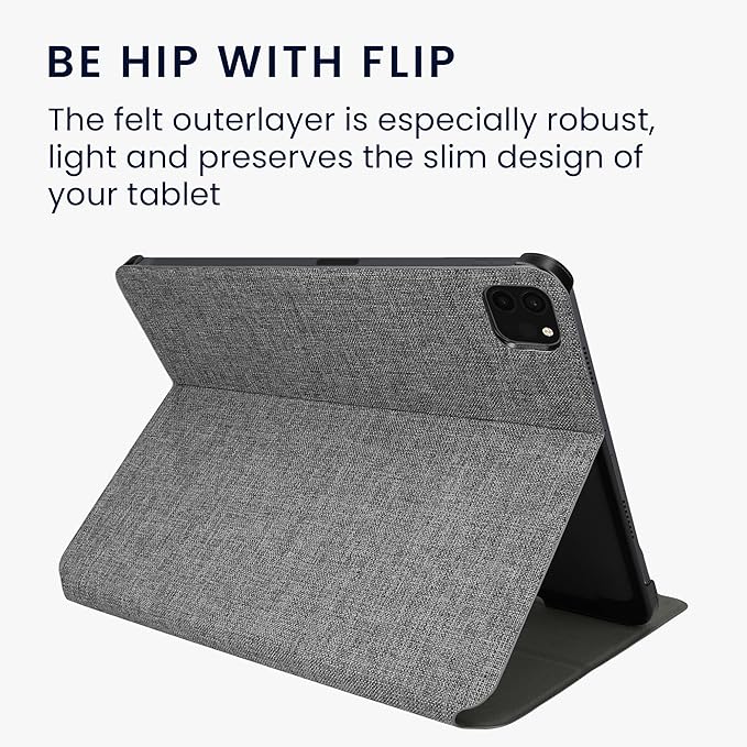 kwmobile Case Compatible with Apple iPad Air 11 (6. Gen 2024) / Air 4/5 / iPad Pro 11 (2020/2021/2022) - Slim Book Style Tablet Cover with Stand Feature - Grey