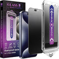 2 Pack Matte Privacy Screen Protector for iPhone 15 Pro 9H Tempered Glass Full Coverage Anti-Fingerprint Auto Dust-Elimination No Bubble Easy Installation