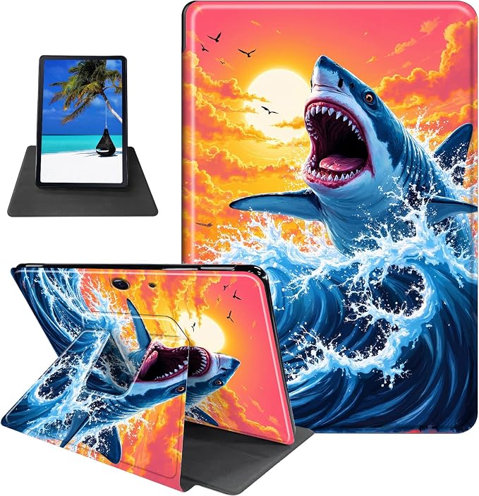 Golden Sunset,Blue Waves,Shark