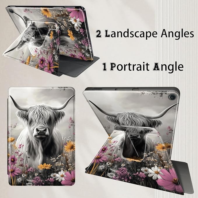 B&W Highland Cow Floral