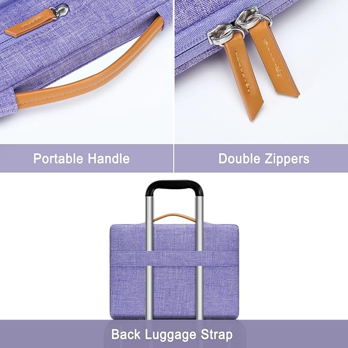 MOSISO 9-11 inch Tablet Sleeve Case for iPad A16 2025 iPad Air 11 inch M3 M2 iPad Pro 11 M4 iPad 10/9/8/7th Galaxy Tab A9+/S9/S8/Plus 11 Side Open Carrying Bag with 4 Zipper Pockets Purple