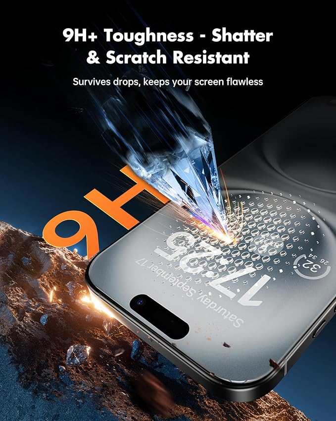 UNBREAKcable Privacy Screen Protector for iPhone 16 Plus (6.7-Inch) 2-Pack + 2 Lens Protectors｜25° Anti-Spy｜9H Hardness｜Anti-Fingerprint｜HD Clarity Tempered Glass
